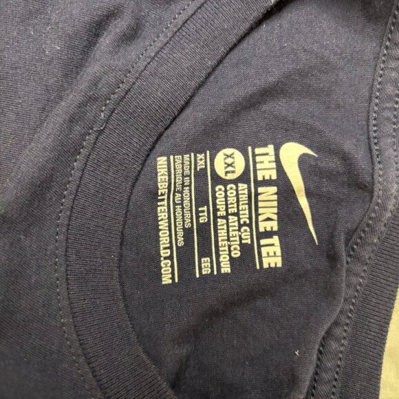 NIKE PENN STATE Long Sleeve Tee Athletic Cut Crew Neck Navy Gold Camo Size XXL - Picture 2 of 4